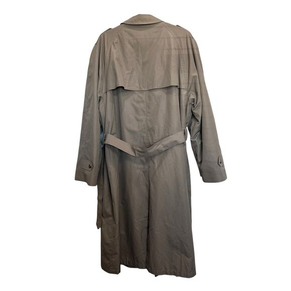 HART SCHAFFNER MARX 44L Trench Coat Tan Wool Blend Lining Double Breasted Men’s - Picture 2 of 16